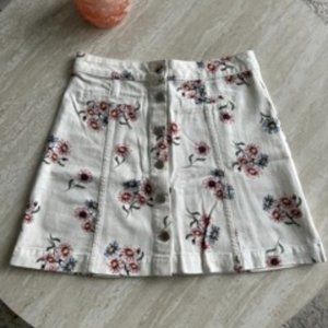 Floral corduroy mini skirt